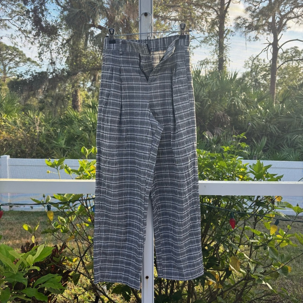 Plaid Wide-Leg Pants